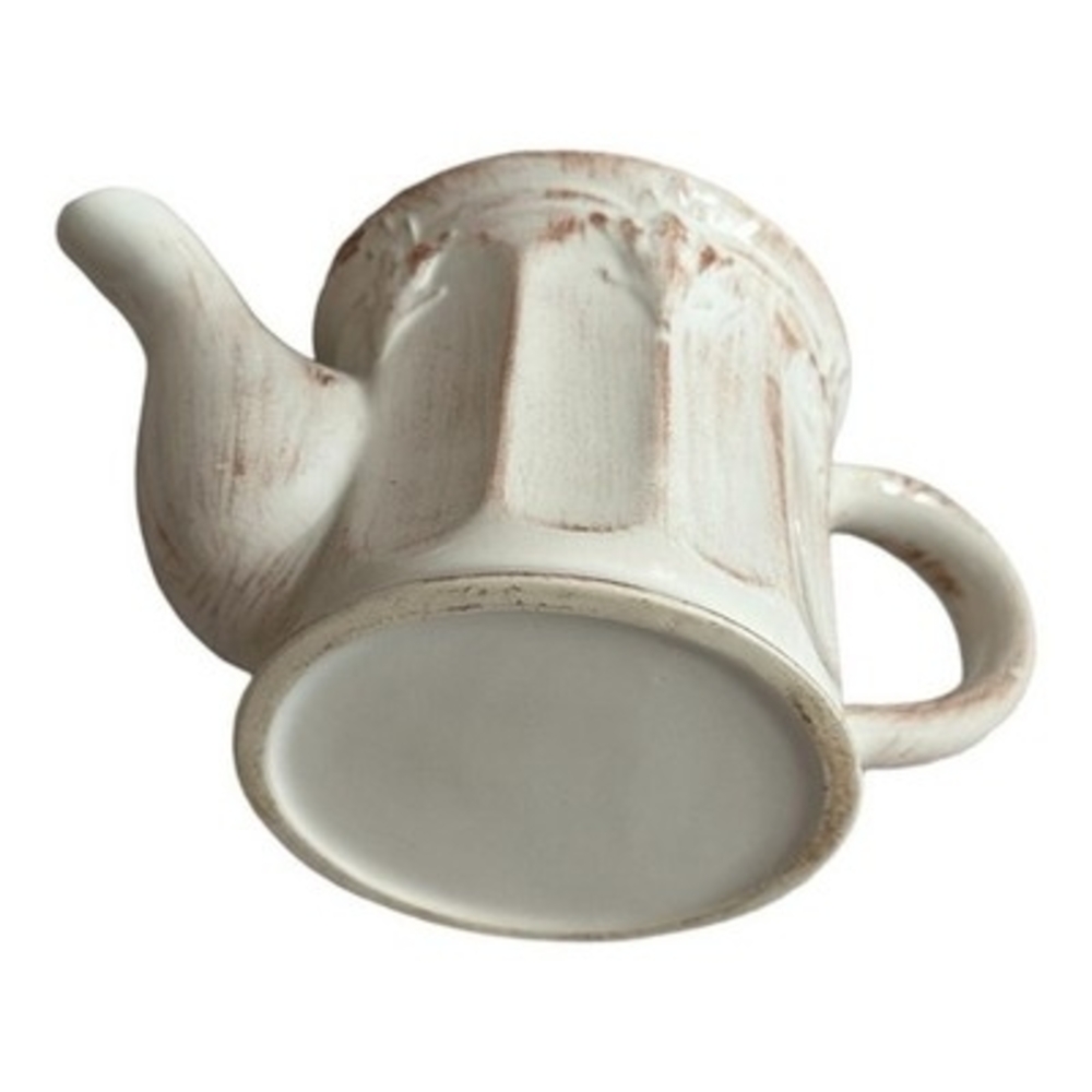 Vintage CBK Shabby Chic Teapot 9.5" Glazed Ceramic Farmhouse Off-White Excellent - Picture 6 of 6